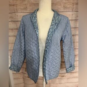 Napa Valley Jacket Womens blue Quilted Lightweight Open Front- Medium